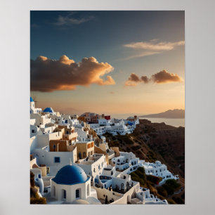 Poster Vista deslumbrante de Santorini