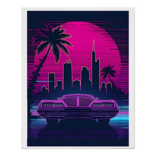 Pôster Vista digital retrógrada dos anos 80 - Estética Ne