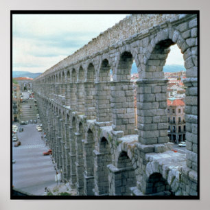 Poster Vista do aqueduto romano que data provavelmente