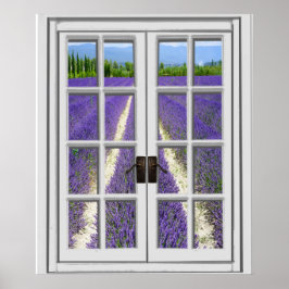 Poster Vista do Campo de Lavanda Janela Falsa