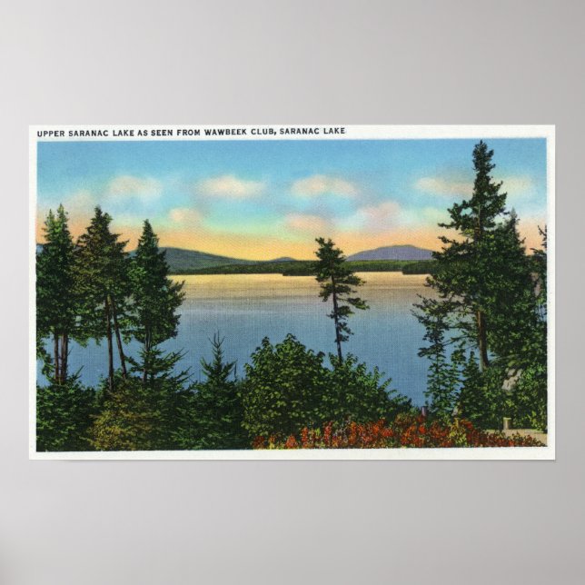 Poster Vista do Clube Wawbeek do Alto Lago Saranac (Frente)