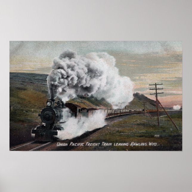 Pôster Vista do comboio de mercadorias do Pacífico da Uni (Frente)