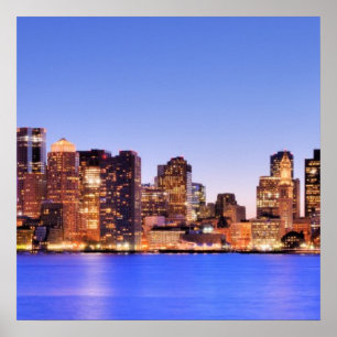 Poster Vista do Distrito Financeiro de Boston centro