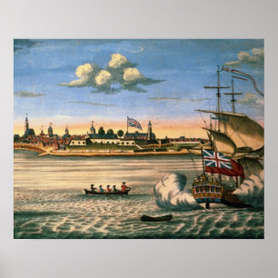 Poster Vista do Forte George, com a cidade de Nova York a