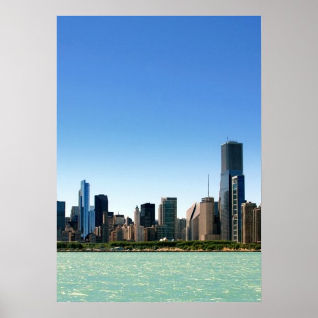 Poster Vista do horizonte de Chicago pelo lago Michigan (Frente)
