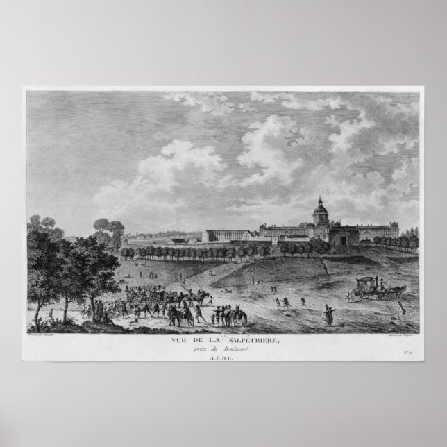 Poster Vista do hospital La Salpetriere (Frente)
