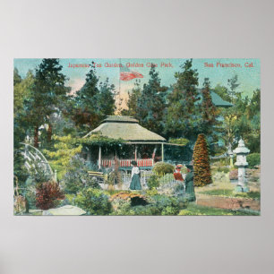 Poster Vista do jardim de chá japonês