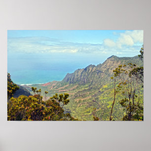 Poster Vista do Kalalau Lookout, Kauai, Havaí