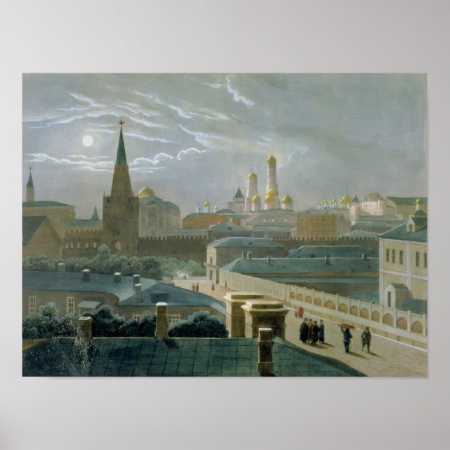 Pôster Vista do Kremlin de Moscou, anos 1840 (Frente)
