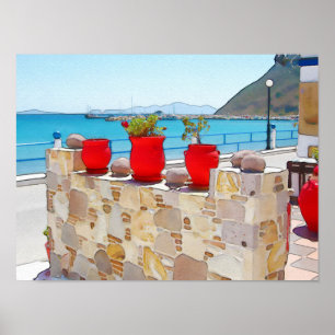 Poster Vista do mar de aquarelas
