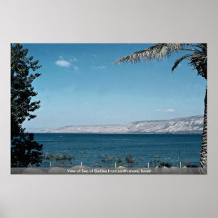 Poster Vista do mar de Galilee da costa sul, Israel
