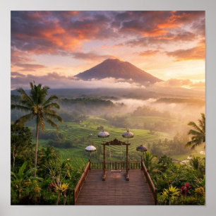 Poster Vista do Monte Agung Lahangan Sweet Arte da Paisag