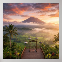 Vista do Monte Agung Lahangan Sweet Arte de Paisag