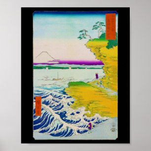 Poster Vista do Monte Fuji e da costa, Hiroshige, Ukiyo-e