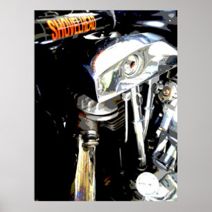 Poster Vista do motor clássico de Shovelhead Harley