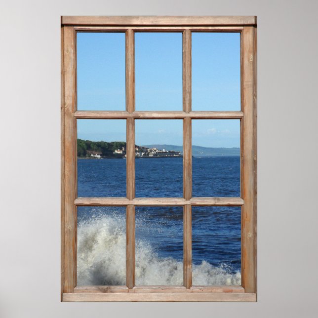 Pôster Vista do Oceano a partir de uma Janela com Espadil (Frente)