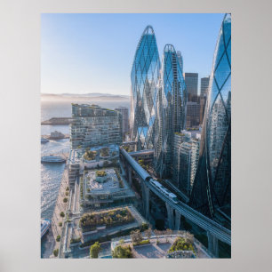 Poster Vista do Oceano da Cidade Futurista de São Francis