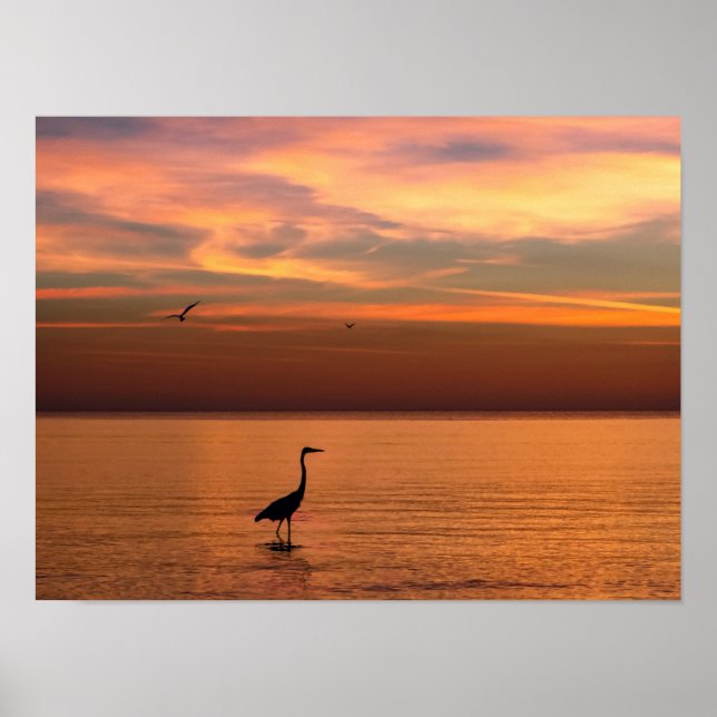 Pôster Vista do Oceano no Sunset (Frente)