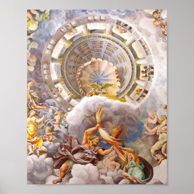 Poster Vista Do Olympus Home Gods Fresco Por Giulio Roman (Frente)