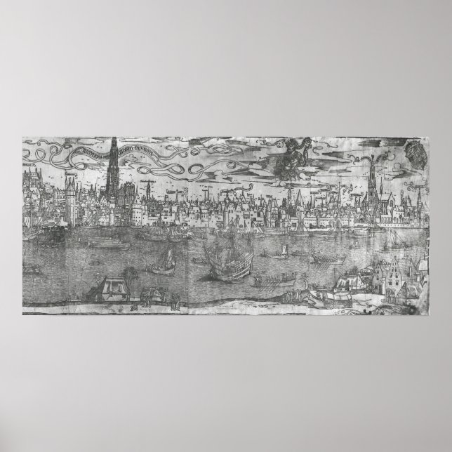 Poster Vista do porto de Antuérpia (Frente)