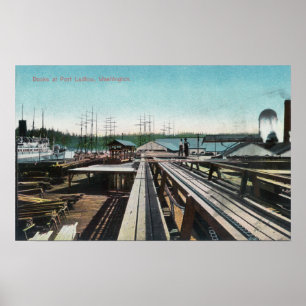 Pôster Vista do porto Ludlow DocksPort Ludlow, WA