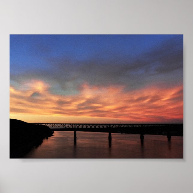 Poster Vista do Sol com O Caminho sobre o Rio Hudson (Frente)