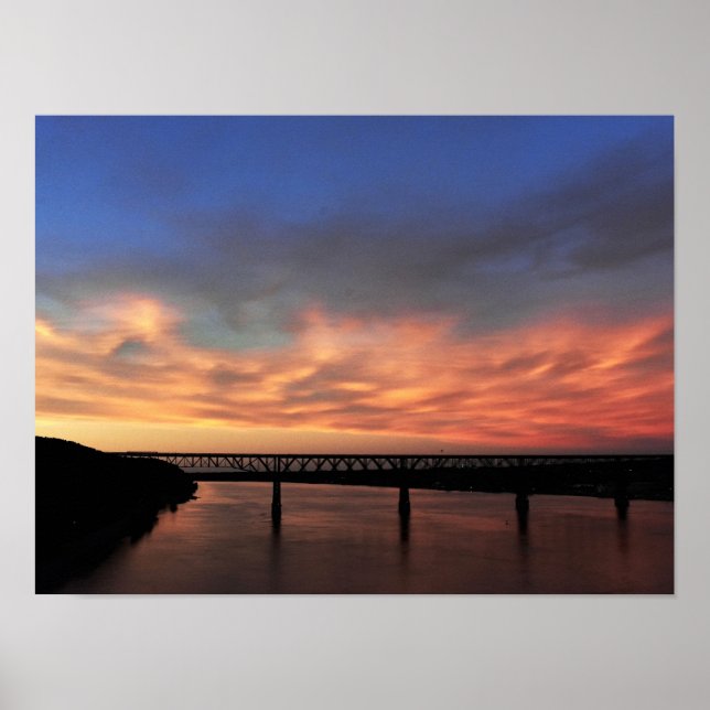 Poster Vista do Sol com O Caminho sobre o Rio Hudson (Frente)