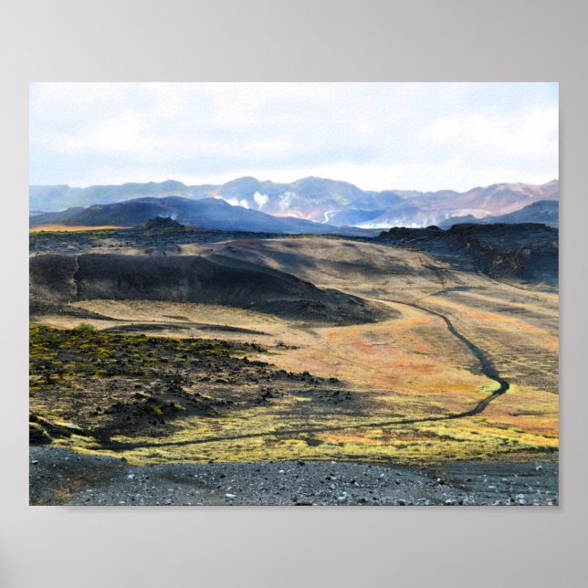 Poster Vista do vulcão Hverfjall, Islândia (Frente)