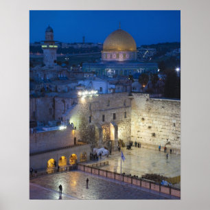 Pôster Vista do Western Wall Plaza, tarde da noite