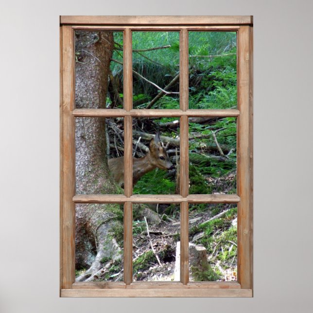 Pôster Vista do Woodland a partir de uma Janela (Frente)