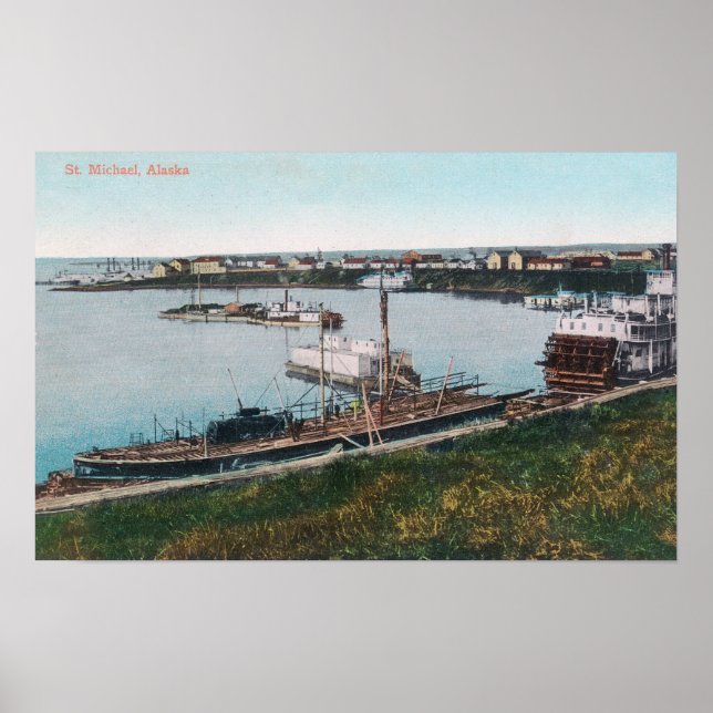 Pôster Vista dos navios no DockSt. Michael, AK (Frente)