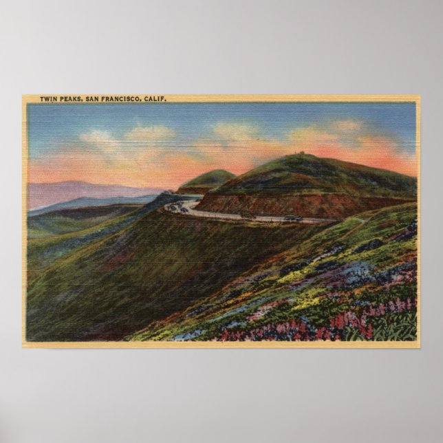 Poster Vista dos picos gêmeos e da autoestrada (Frente)