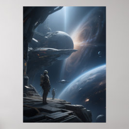 Poster Vista Épica de Caminhada Espacial da Galáxia a par