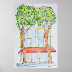 Poster Vista Estilizada de Paris, França