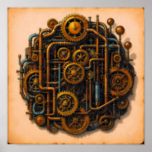 Vista Explodida de Peças Steampunk Papel de Parede