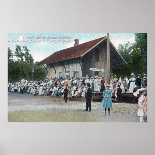 Pôster Vista Exterior da Estação Ferroviária em 4 de (Frente)