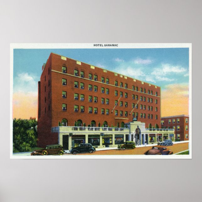 Poster Vista Exterior do Hotel Saranac (Frente)