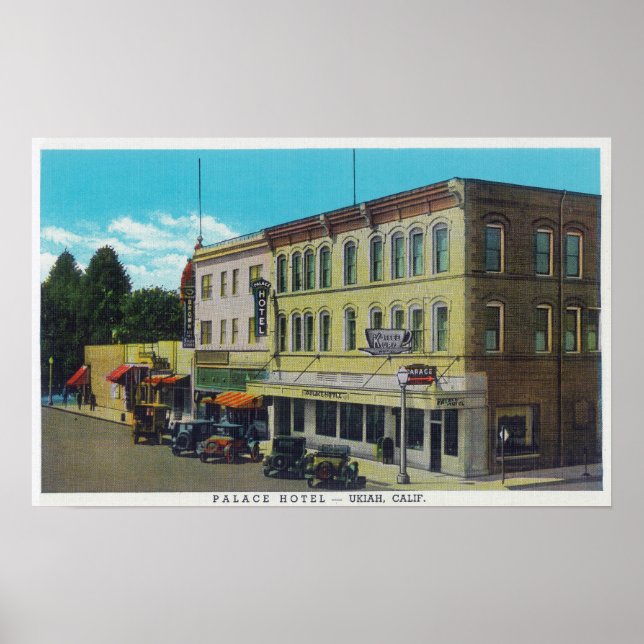 Pôster Vista Exterior do Palace HotelUkiah, CA (Frente)