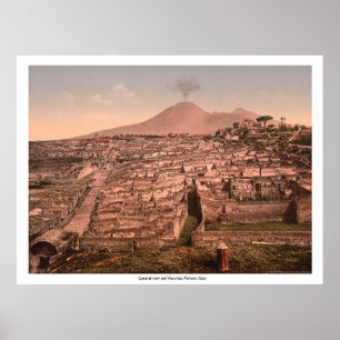 Pôster Vista geral e Vesúvio, Pompeii, Italia