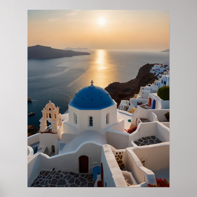 Poster Vista impressionante de Santorini (Frente)