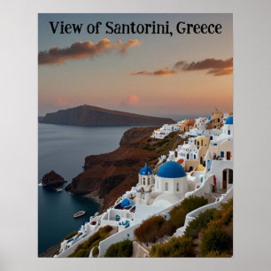 Poster Vista impressionante de Santorini