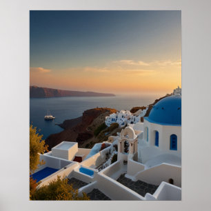 Poster Vista impressionante de Santorini