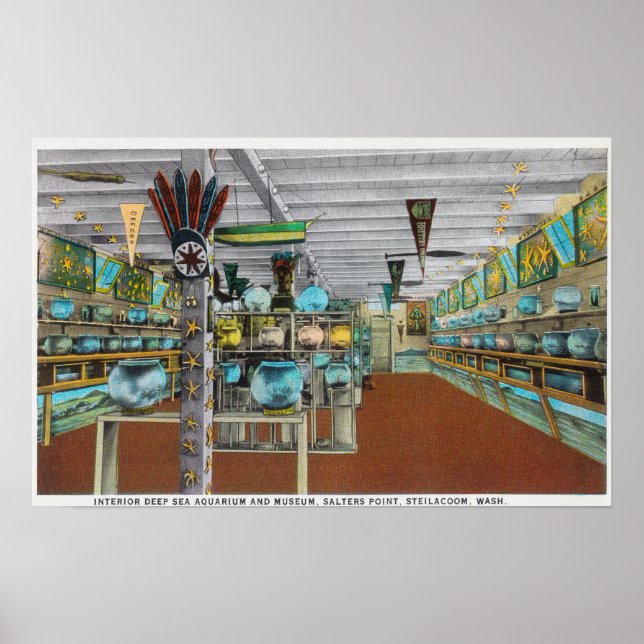 Poster Vista interior do Aquário do Mar Profundo (Frente)