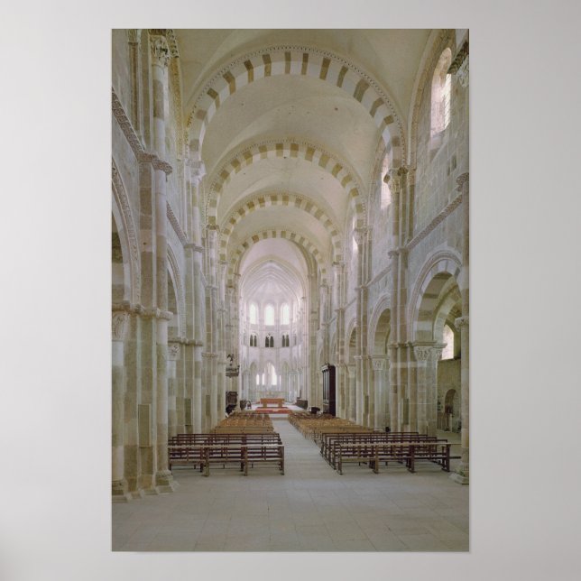 Poster Vista interior do nave, c.1120-50 (Frente)