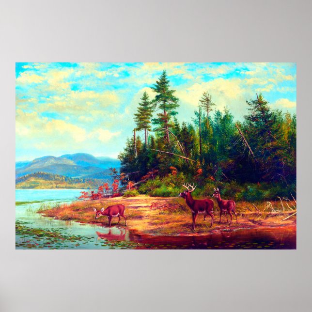 Poster Vista no Long Lake Arthur Fitzwilliam Tait 1882 (Frente)