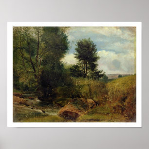 Pôster Vista no rio Sid, perto de Sidmouth, c.1852 (óleo
