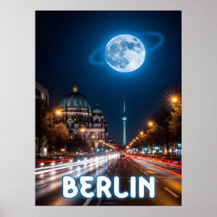 Poster Vista noturna surreal de berlim