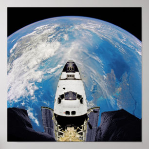 Pôster Vista Olho de Peixe Ônibus Espacial Atlantis Órbit