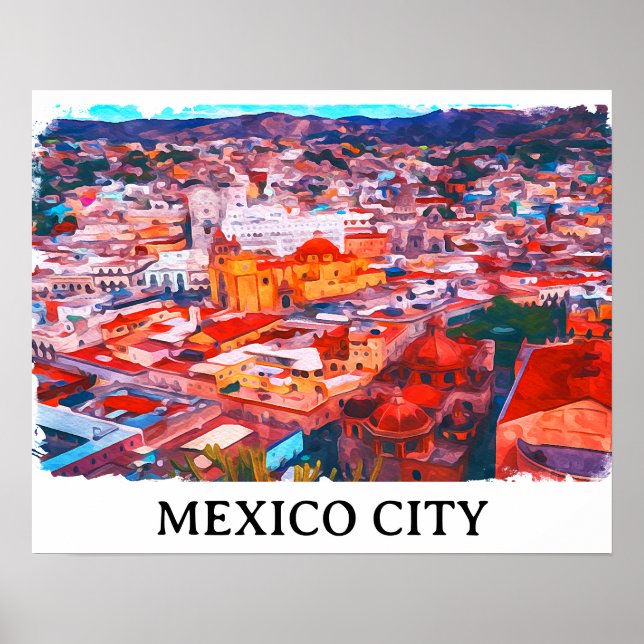 Poster Vista Panorama de Pintura CDMX na Cidade do México (Frente)