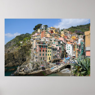 Pôster Vista panorâmica da aldeia de Riomaggiore, Itália